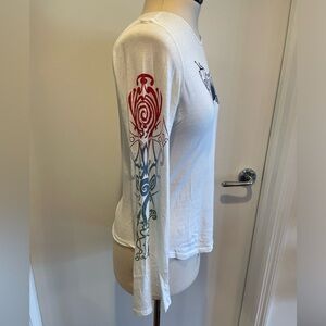 Velvet Long Sleeve Printed T Shirt Size L